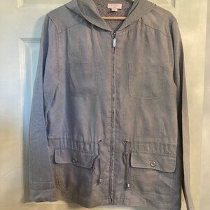 St Tropez 100% Linen Hooded Jacket - EUC